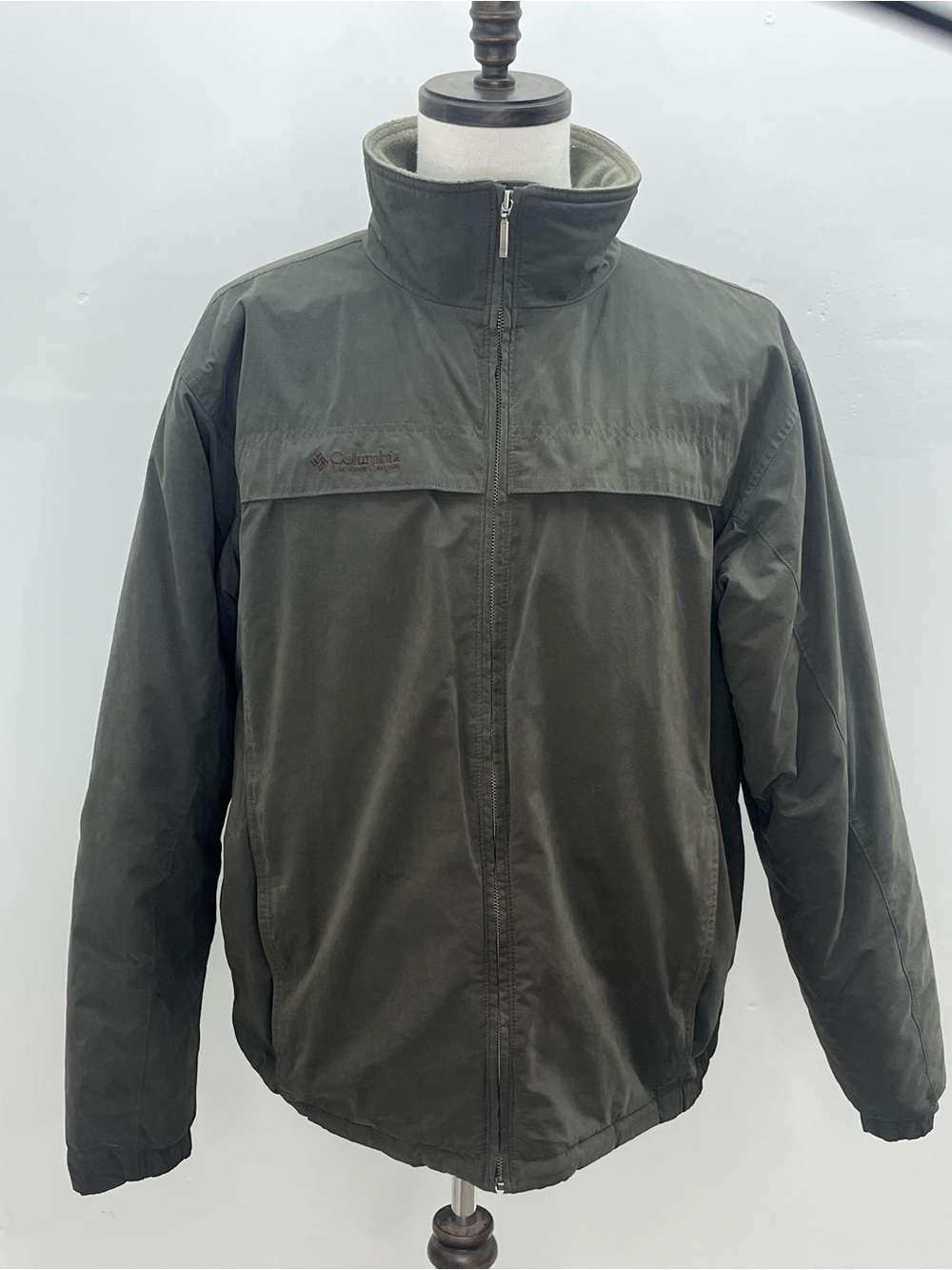 Columbia Sportswear Mens Olive Green Full Zip Fleece Lined Jacket Large Tall